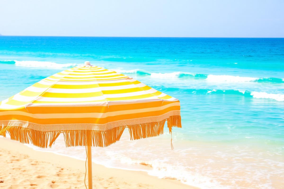 Golden sand and a beach umbrella along the St. Pete Beach coastline